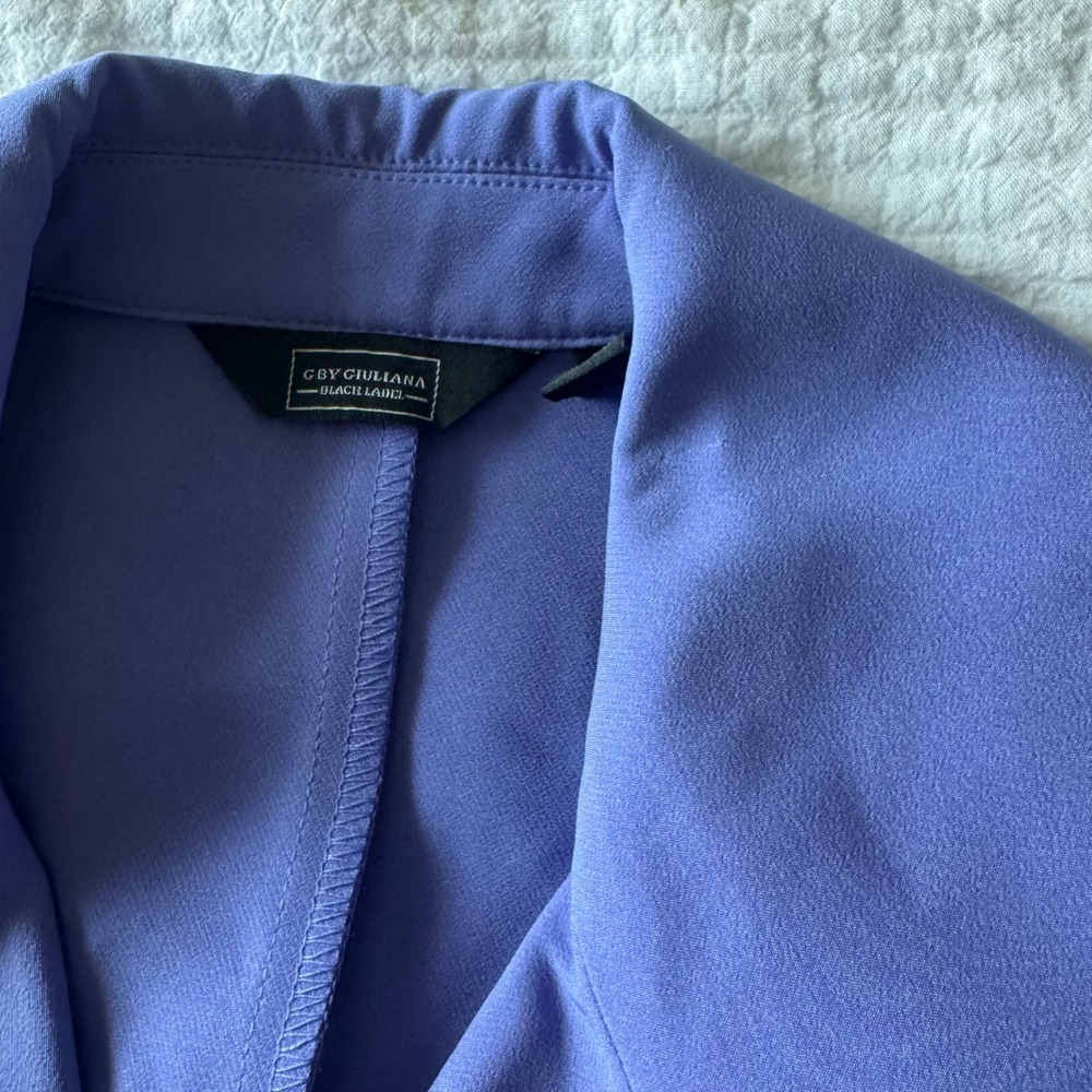 G by Giuliana Black Label Periwinkle Trench Coat Belted XXS Quiet Luxury Peppy - Picture 5 of 11